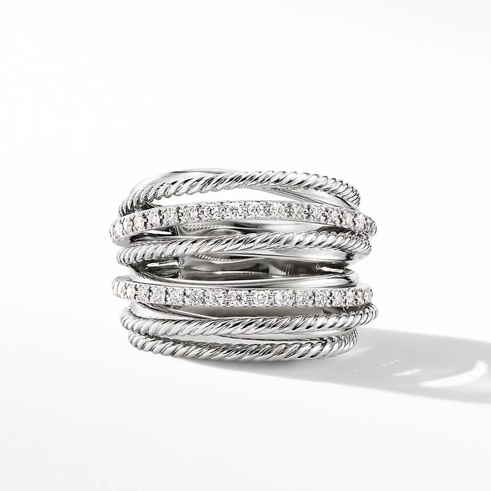 New 925 Silver Beautiful Multilayers Diamond Ring